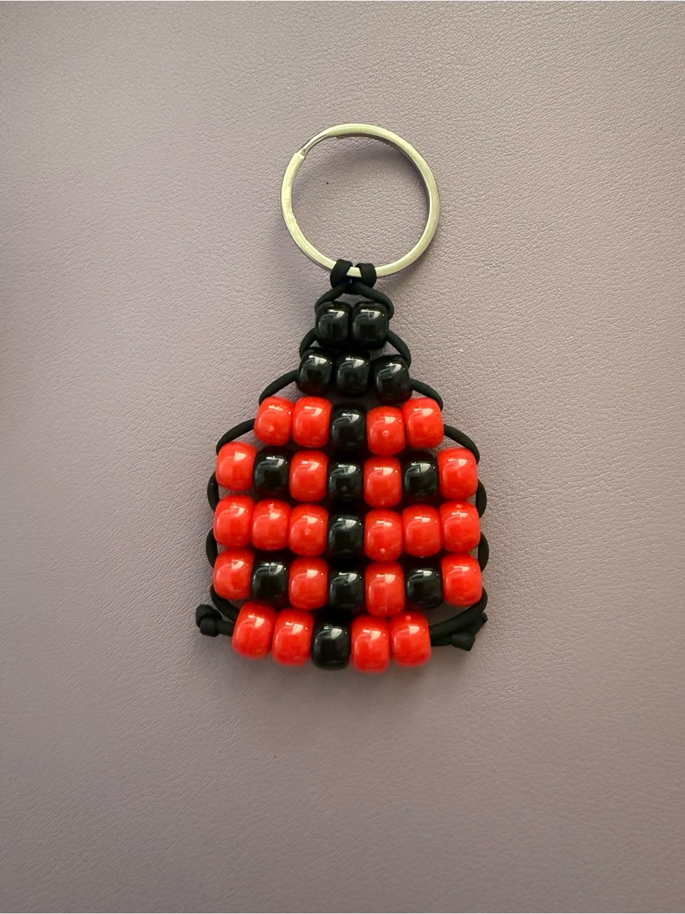 Beaded Ladybug Keychain in Red and Black
